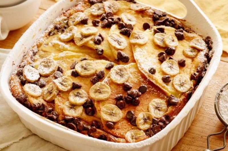 Classic cottage cheese casserole with banana
